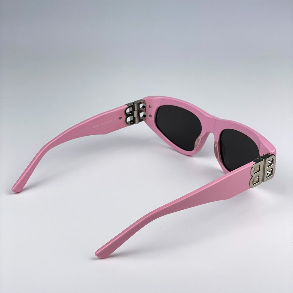 Balenciaga BB0095S 013 BRAND NEW Suglasses Light Pink Silver Grey Cat Eye Unisex - Picture 10 of 15
